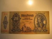 Foreign Currency: 1941 (WWII) Hungary 20 Pengo