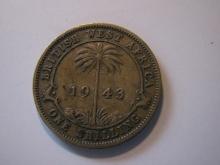 1943 (WWII) British West Africa 1 Shilling