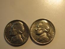 US Coins: 2x1964 BU/Clean 5 Cents