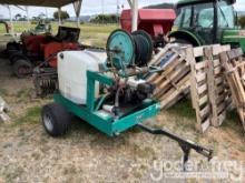 Lesco 100 Gallon Tow Behind Sprayer, Hose Reel, Honda Motor