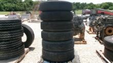 LOT OF TIRES,  (6) 295/75R 22.5, W/ALUMINUM WHEELS, AS IS WHERE IS