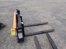 WOLVERINE PFA-11-330G ADJUSTABLE HYD PALLET FORKS,  SKID STEER MOUNT, S# 03