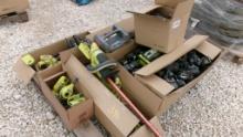 LOT OF ASSORTED RYOBI CORDLESS TOOLS & BATTERIES,  AS IS WHERE IS