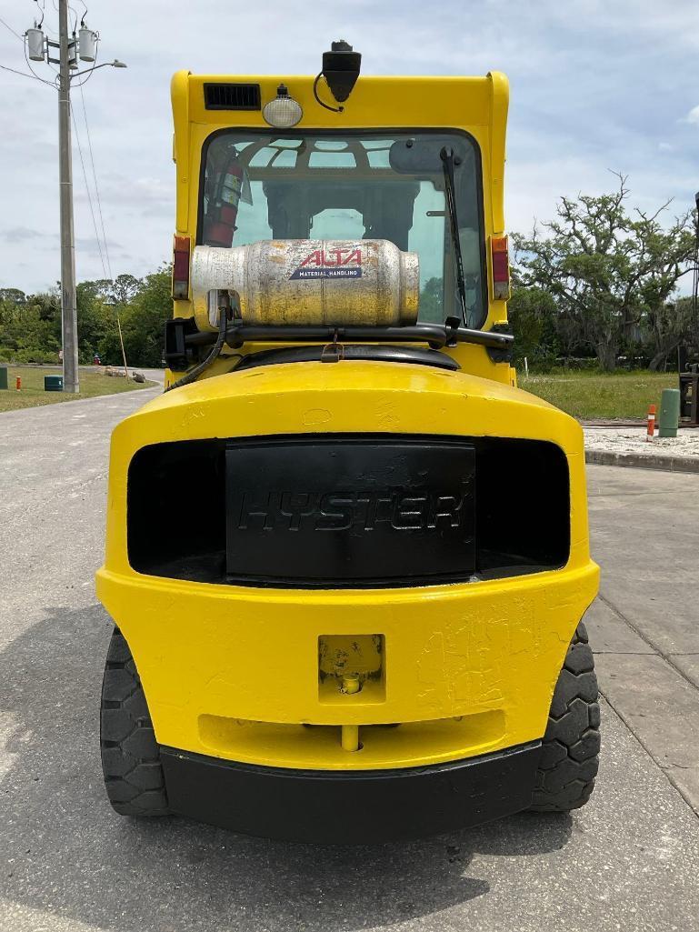 HYSTER FORKLIFT MODEL H110XM, LP POWERED, ENCLOSED CAB, APPROX MAX CAPACITY 11,000LBS, APPROX MAX