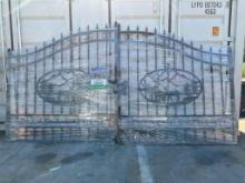 SET OF UNUSED GREAT BEAR 14FT BI PARTING WROUGHT IRON GATES, 7FT EACH PIECE (14' TOTAL WIDTH). 2