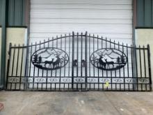 SET OF UNUSED GREAT BEAR 20FT BI PARTING WROUGHT IRON GATES, 10FT EACH PIECE (20' TOTAL WIDTH). 2