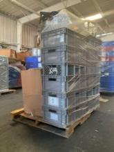( 1 ) PALLET OF ASSORTED PLASTIC BINS & CRATES; SOME DIFFERENT SIZES