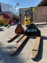 ( 1...)...ORANGE STANDARD PALLET JACK,...( 1 ) ORANGE SHORT PALLET JACK, BOTH NEED NEW HYDRAULIC ...