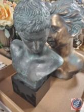2 busts with Patina metal finish