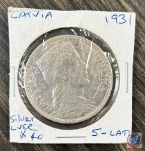 1931 Latvia Silver 5 Lati coin...