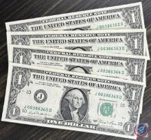 (4) Consecutive Dollar Bills