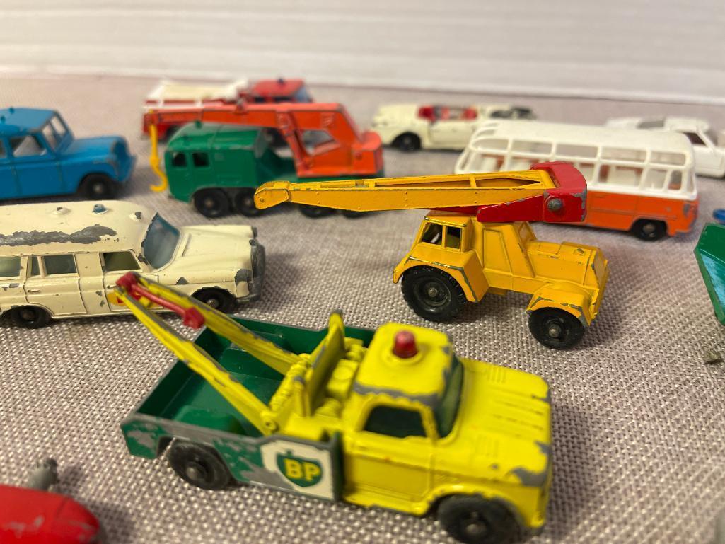 Group of 15 Vintage Lensey Matchbox Cars and Trailers