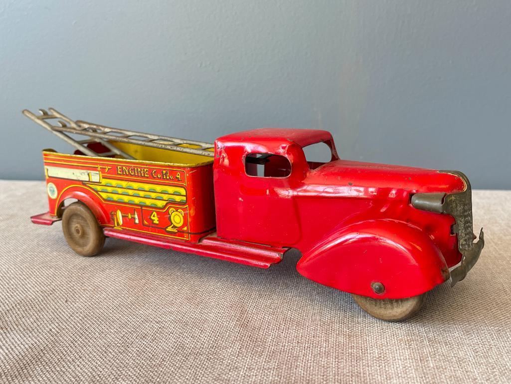 Vintage Metal Toy Fire Engine