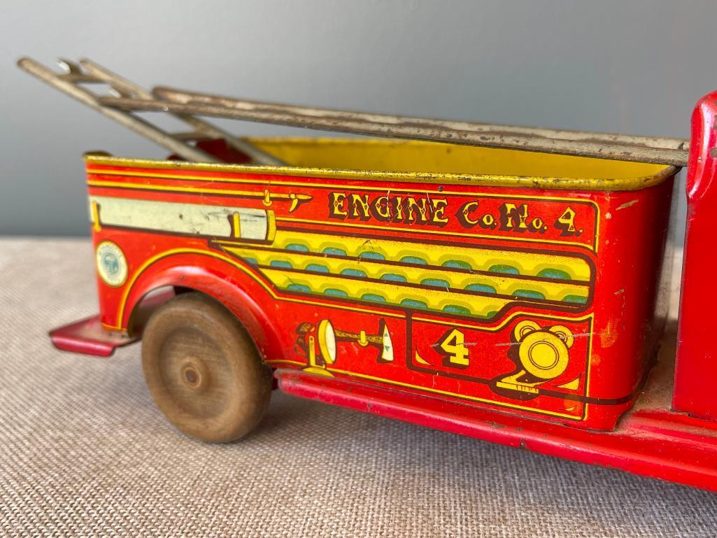 Vintage Metal Toy Fire Engine