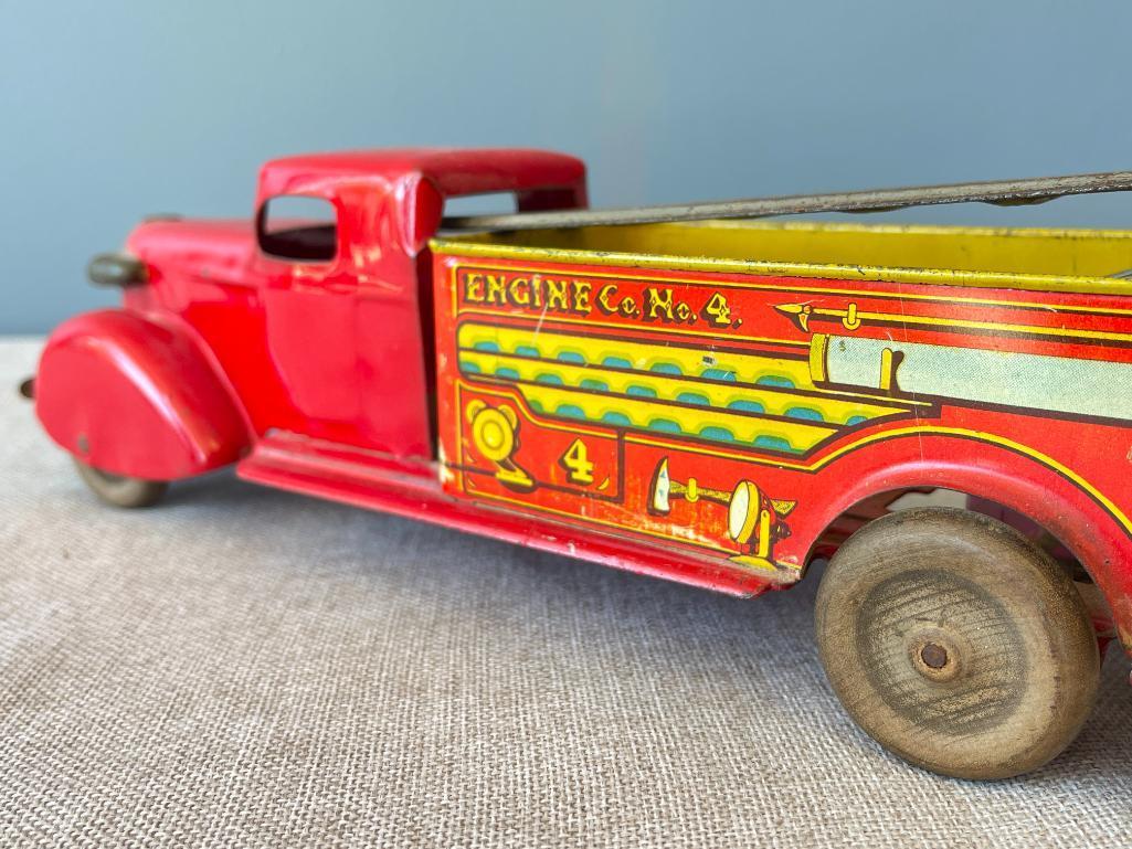 Vintage Metal Toy Fire Engine