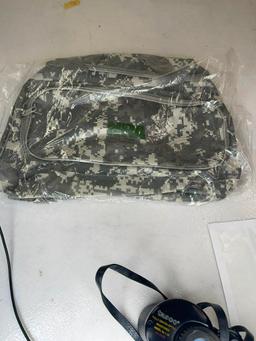 Binoculars with case and camouflage bag