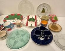 Group of Misc. Christmas Dishes and Serving Pieces