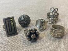 Group of 6 Silver Tone Rings