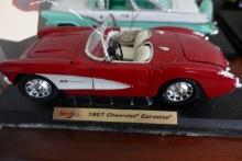 3 MODEL CARS INCLUDING 1957 CORVETTE 1955 FORD CROWN VIC AND 1955 THUNDERBI