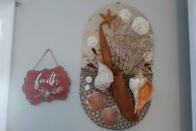 WALL HANGING SHELL ART APPROX 24 X 14