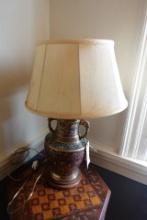 CLOISONNE TABLE LAMP DOUBLE LIGHT 24 INCH TALL