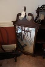 MAHOGANY FRAMED MIRROR WITH BROKEN ARCH