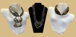(3) Fashion Necklaces Made of Assorted Metals,