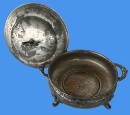 (3) Footed Silver Plate Serving Bowls--(2) Covered