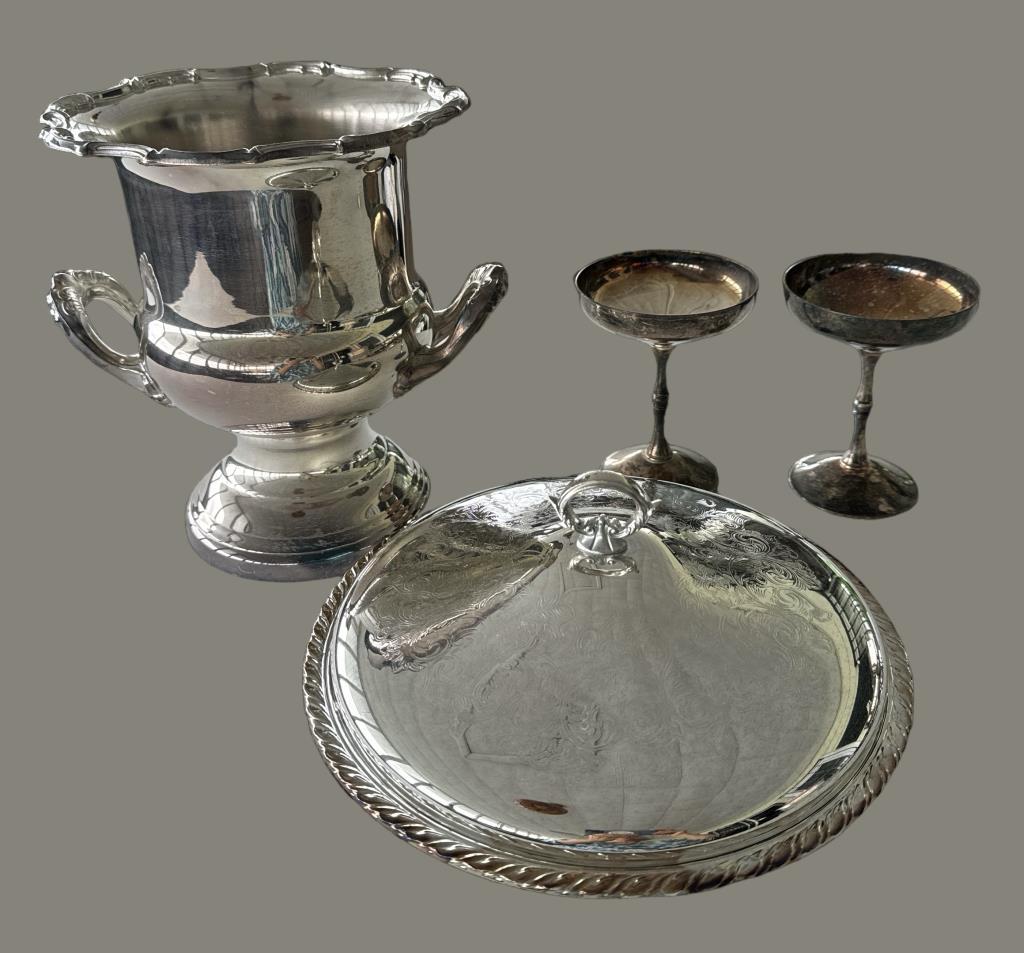 Assorted Silver Plate Items: (2) EB Rodgers