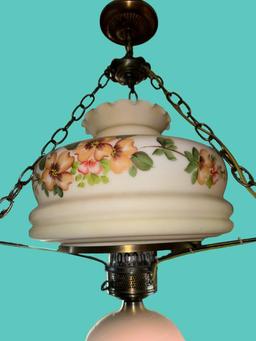 Vintage Hanging Hurricane Lamp - 29 1/2” Length