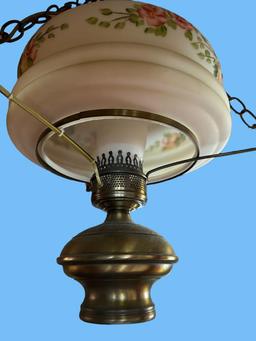 Vintage Hanging Hurricane Lamp - 29 1/2” Length