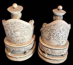 Pair of 1960s Chinese Imperial Resin Carved