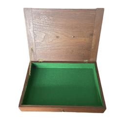 Wooden Hinged Document Box. Handle Marked K29