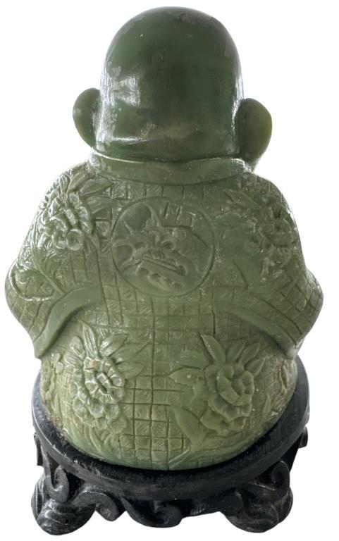 (2) Buddha Figurines: Enesco Faux Jade and Brass
