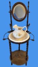 Wash Stand with Bowl and Pitcher - 22 1-2” x  52