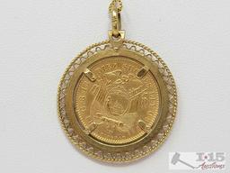 1899 Republica Del Ecuador 10 Sucres Gold Coin, 12.85g