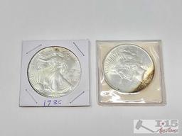 (2) 1986 American Silver Eagle Dollar & 1922 Liberty Silver Peace Dollar