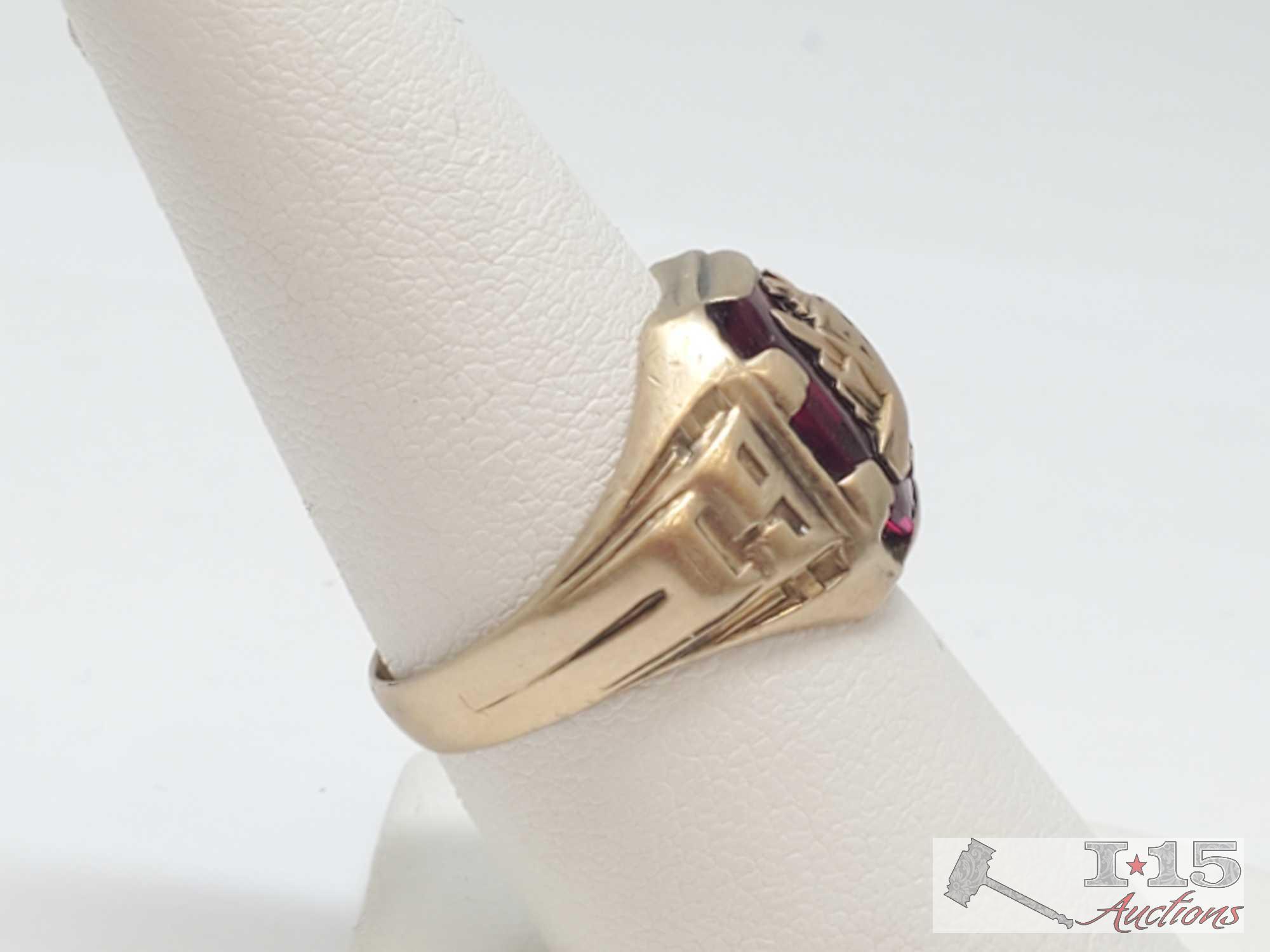 10k Gold Ruby 1937 Class Ring, 8.4g