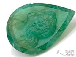35.04ct Natural Pear Shape Emerald