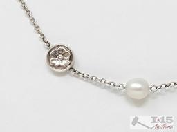 Sterling Silver Tiffany & Co. Silver Rose Pearl Necklace, 40.37g