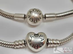 (2) Sterling Silver Pandora Bracelets, 36.69g