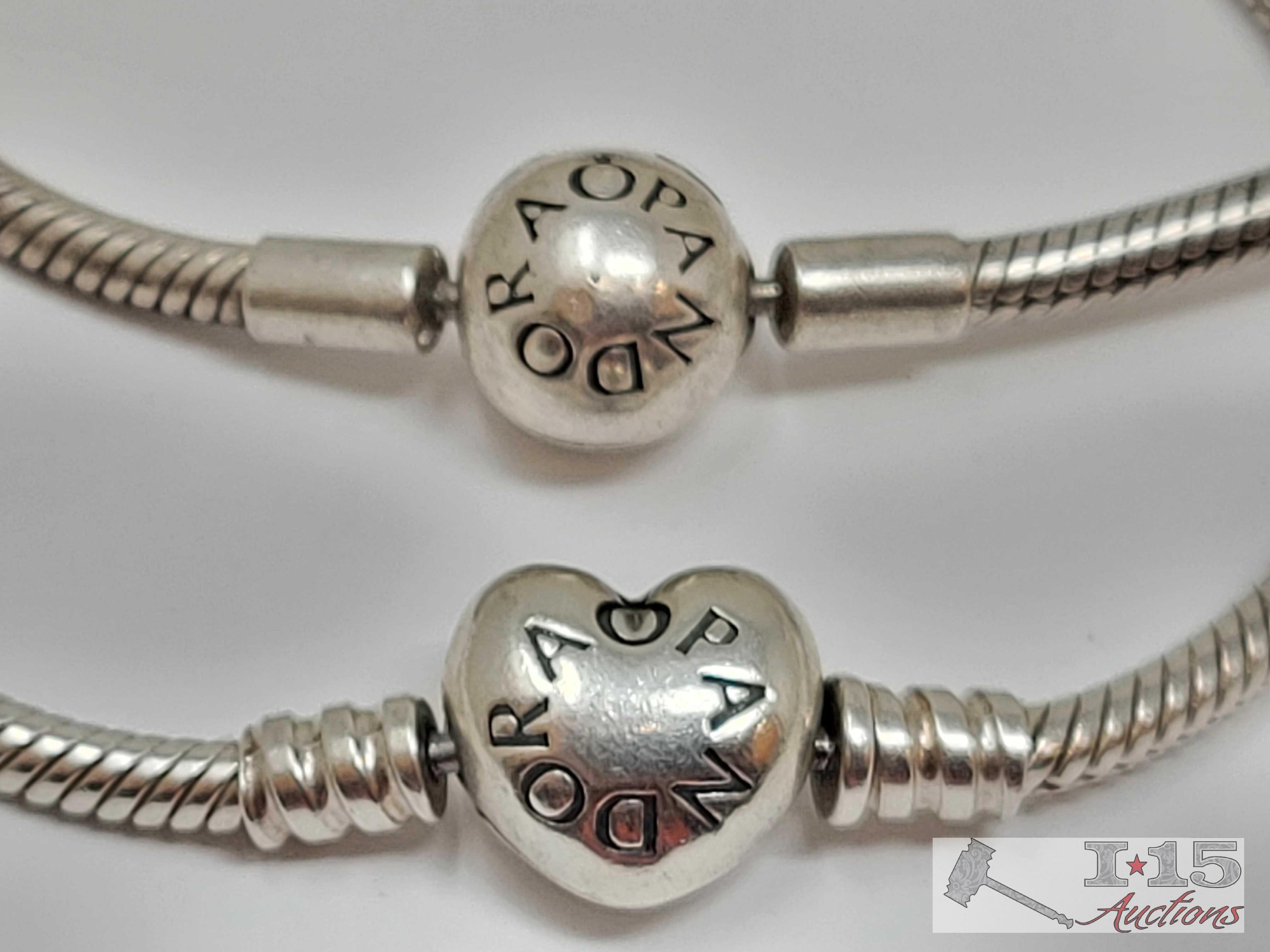 (2) Sterling Silver Pandora Bracelets, 36.69g