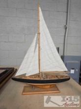 Wooden Sail Boat Decor Piece