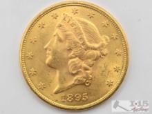1895 $20 Liberty Head Double Eagle Gold Coin, 1oz