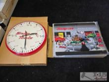 (2) Snap-on Dog Daze of Summer Metal Signs and (1) Clock