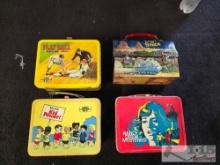 4 Vintage Metal Lunch Boxes
