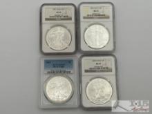 (4) 2001-2003 1oz Fine Silver Eagle Dollars