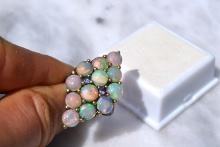Opal Cluster Ring in Sterling Silver -- Size 8.75