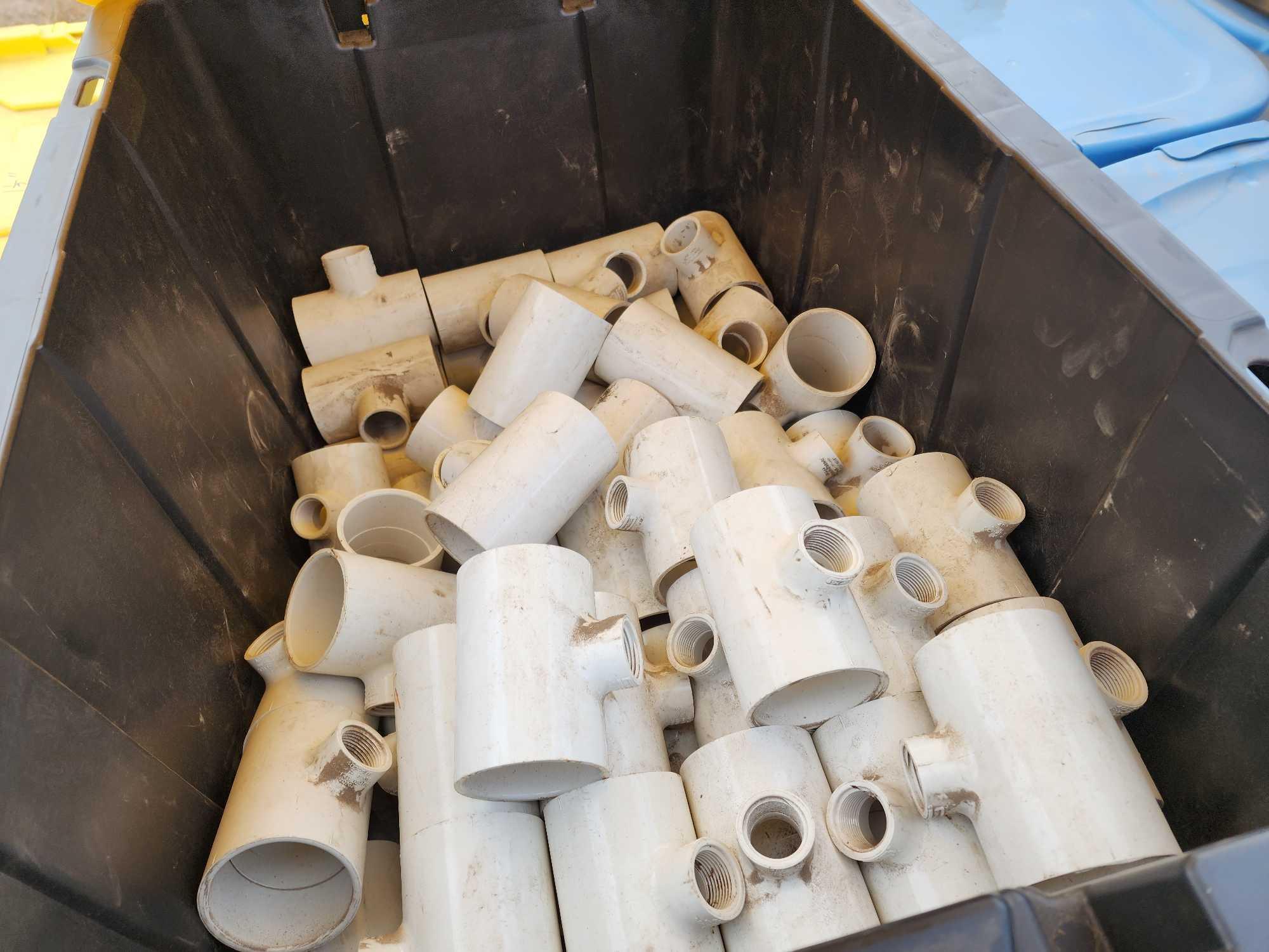 (5) Bins of Assorted PVC Pipe Fittings