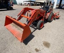 Kubota Frontend Loader Tractor Model B2620HSD, Srl# 60519 w/Land Pride FDR1660 Shredder